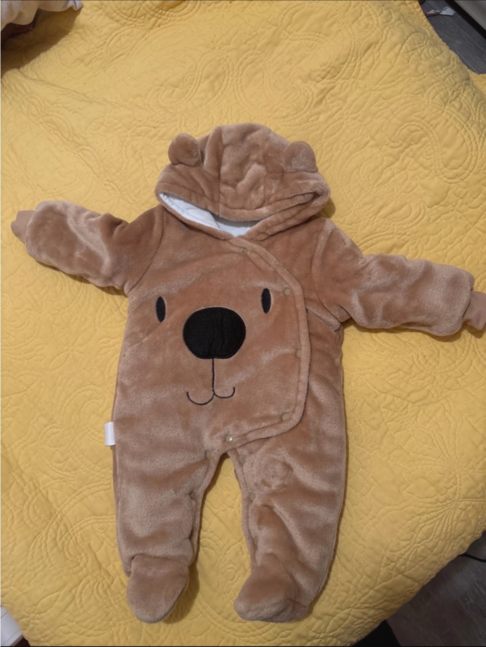 Cozy Bear Hooded One-Piece Romper - Brown
